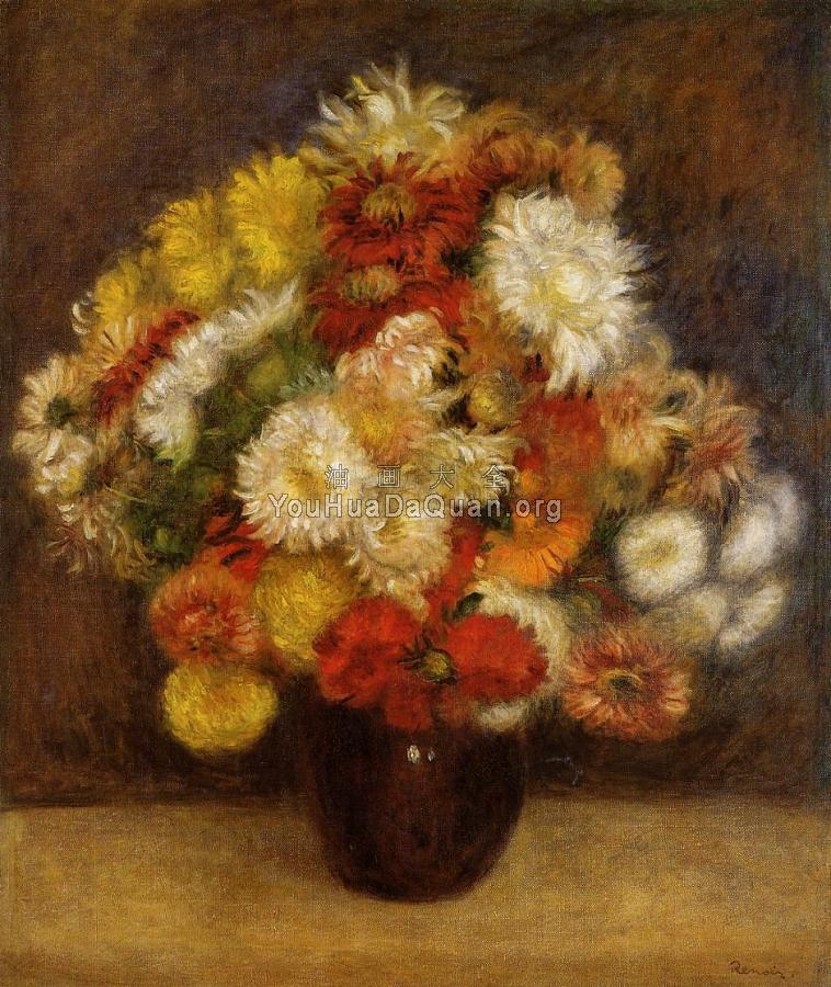 Bouquet of Chrysanthemums - 皮埃尔·奥古斯特·雷诺阿